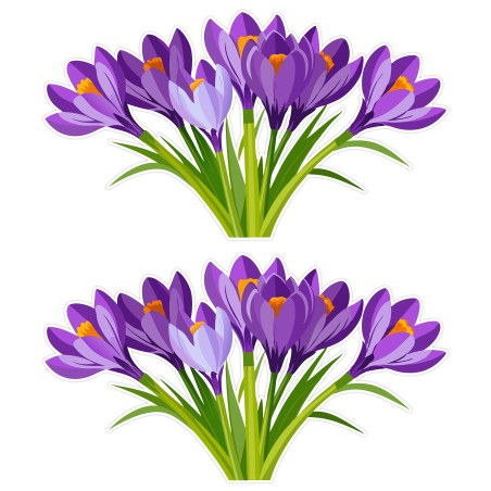 Dekoracja WIOSENNA dwustronna na szybę okno KROKUSY wiosna 2 szt. A4