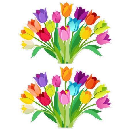 Dekoracja WIOSENNA dwustronna na szybę okno KOLOROWE TULIPANY 2 szt. A4