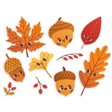 Dekoracja JESIENNA dwustronna na szybę okno LIŚCIE ŻOŁĘDZIE