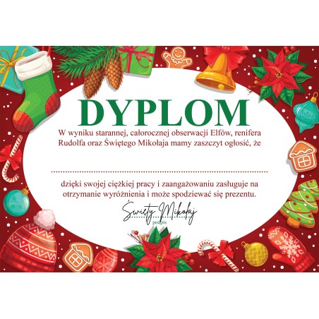 CERTYFIKAT dyplom GRZECZNEGO DZIECKA + podpis Mikołaja A4