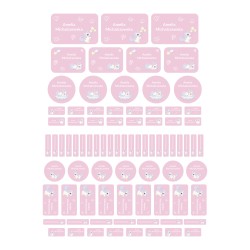 Naklejki imienne wodoodporne – Jednorożce, zestaw 82 sztuki