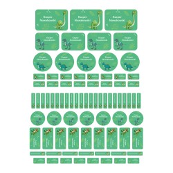 Naklejki imienne wodoodporne, Dinozaury, imiennik na przybory szkoln
