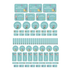 Naklejki imienne wodoodporne – Syrenki, zestaw 82 sztuki