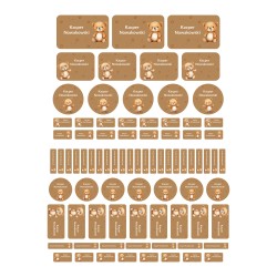 Naklejki imienne wodoodporne – Miś, zestaw 82 sztuki