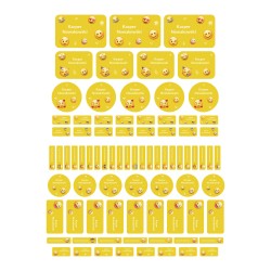 Naklejki imienne wodoodporne – Emoji, zestaw 82 sztuki