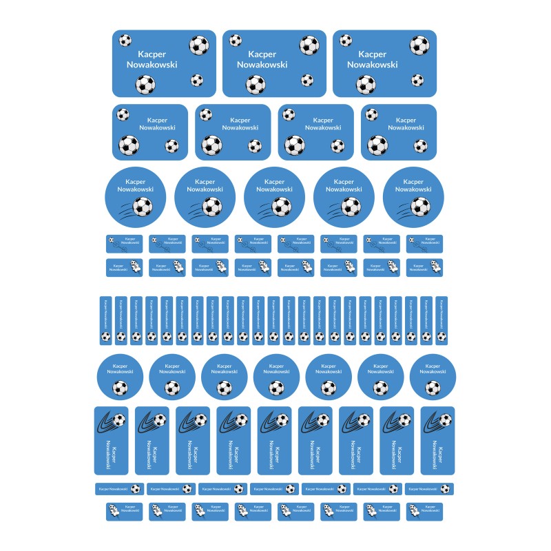 Naklejki imienne wodoodporne z motywem piłkarskim