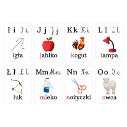 Karty edukacyjne Alfabet Plansze Litery foliowane A5 24 szt