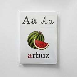 Karty edukacyjne Alfabet Plansze Litery foliowane A5 24 szt