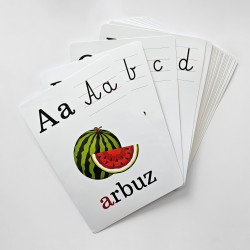 Karty edukacyjne Alfabet Plansze Litery foliowane A5 24 szt