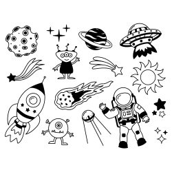 Naklejki na ścianę meble KOSMOS UFO PLANETY