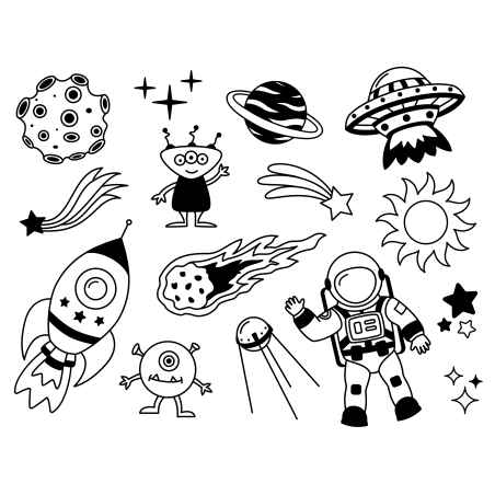 Naklejki na ścianę meble KOSMOS UFO PLANETY