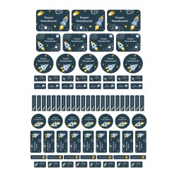 Naklejki Imienne Kosmos, wodoodporne 82 szt.
