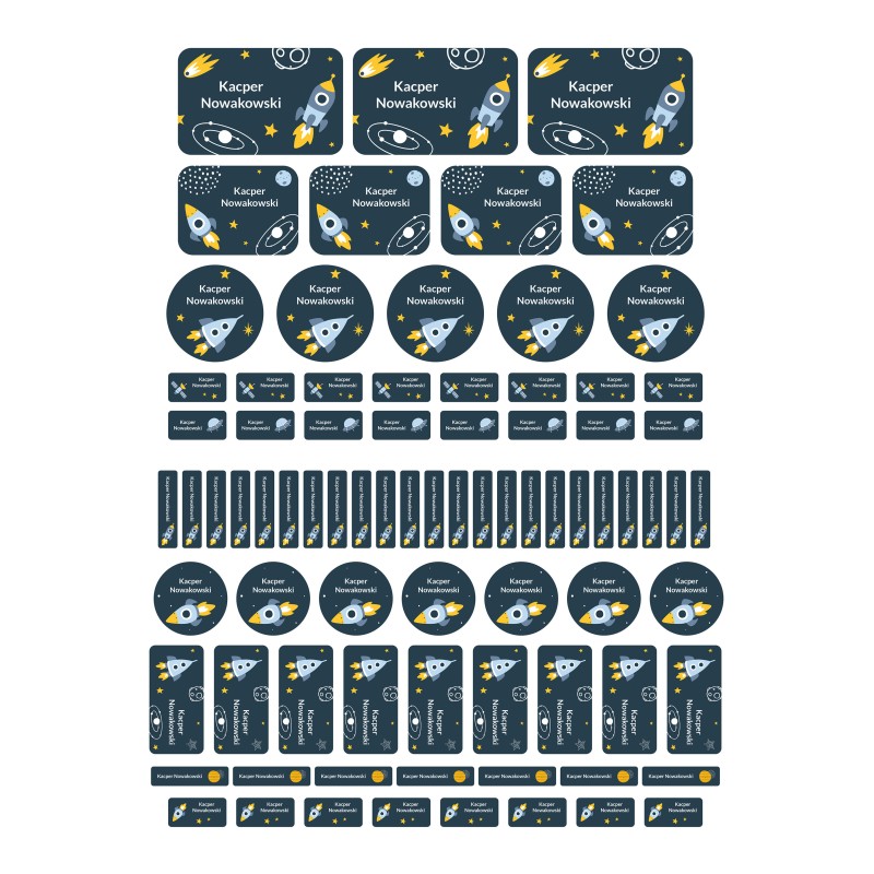 Naklejki Imienne Kosmos, wodoodporne 82 szt.