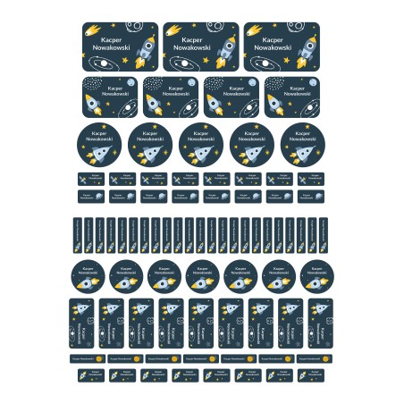 Naklejki Imienne Kosmos, wodoodporne 82 szt.