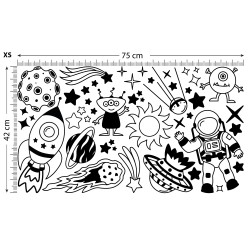 Naklejki na ścianę meble KOSMOS UFO PLANETY