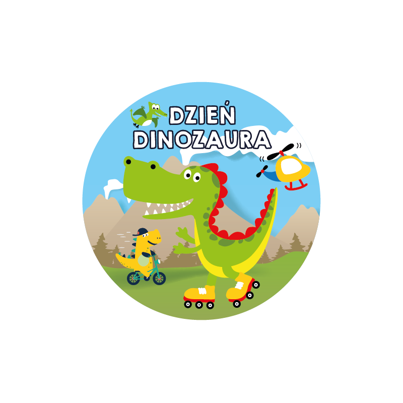 Naklejki Dzień Dinozaura zabawne aktywne fizycznie dinozaury 4 cm 24 szt.