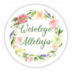 Naklejki na Wielkanoc WESOŁEGO ALLELUJA okrągłe 4 cm 24 szt.