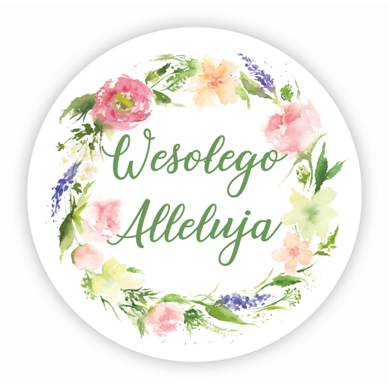Naklejki na Wielkanoc WESOŁEGO ALLELUJA okrągłe 4 cm 24 szt.