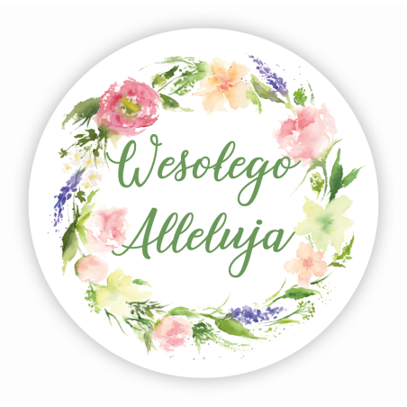 Naklejki na Wielkanoc WESOŁEGO ALLELUJA okrągłe 4 cm 24 szt.