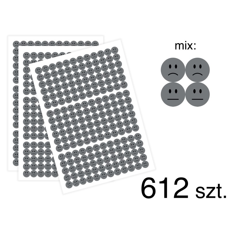 Naklejki motywacyjne Smutne buźki, mix min, 612 sztuk