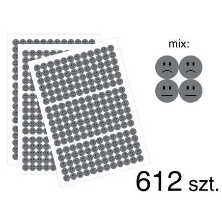 Naklejki motywacyjne Smutne buźki, mix min, 612 sztuk