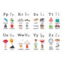 Karty edukacyjne Alfabet Plansze Litery foliowane A4 24 szt