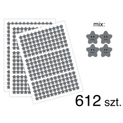 Naklejki motywacyjne Smutne gwiazdki, mix min, 612 sztuk