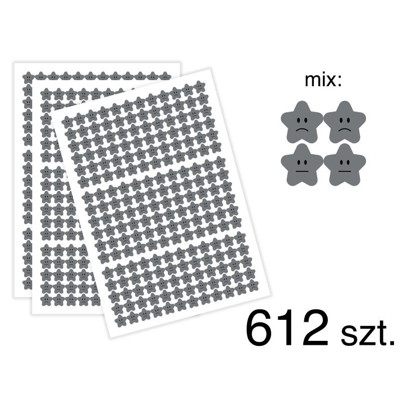 Naklejki motywacyjne Smutne gwiazdki, mix min, 612 sztuk