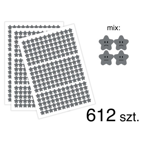 Naklejki motywacyjne Smutne gwiazdki, mix min, 612 sztuk