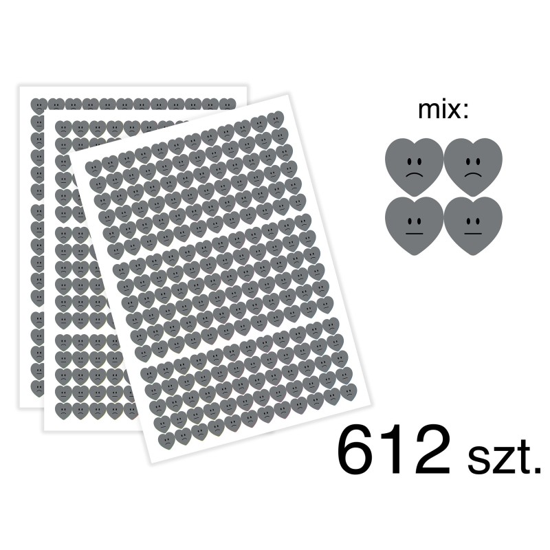 kopia Naklejki motywacyjne Uśmiechnięte serduszka, mix kolorów, 612 sztuk