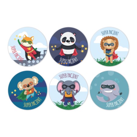 Naklejki Dzielny Pacjent SUPERPACJENT zwierzątka superbohaterowie