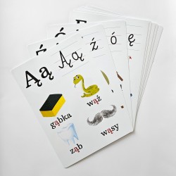 Karty edukacyjne Alfabet Plansze Litery foliowane Rozszerzenie A4 8 szt
