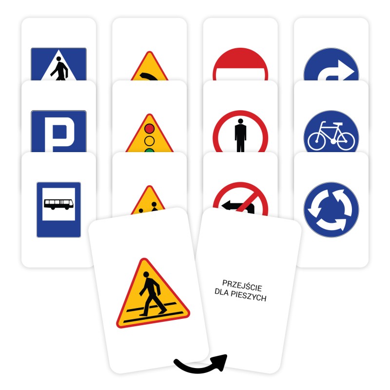 Karty edukacyjne ZNAKI DROGOWE Fiszki 126 sztuk