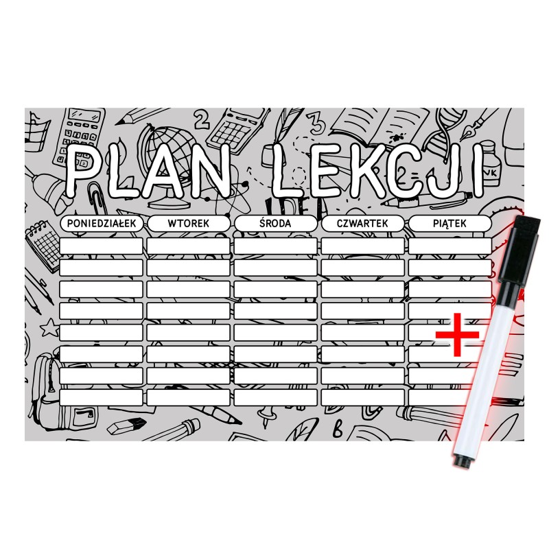 Magnetyczny PLAN LEKCJI na lodówkę 30x20 cm A4 + zmywalny PISAK