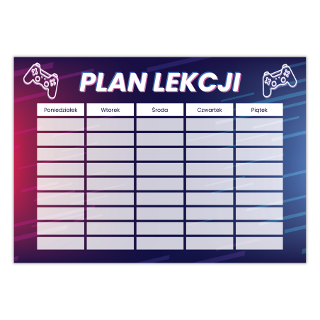 Plan lekcji dla chłopaka Gamer Gry Konsola A5