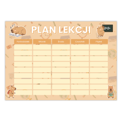 Plan lekcji dla dziecka Kapibara Kapibary Zwierzęta A5