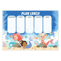 Plan lekcji dla dziewczynki Syrenki Woda Morze A5