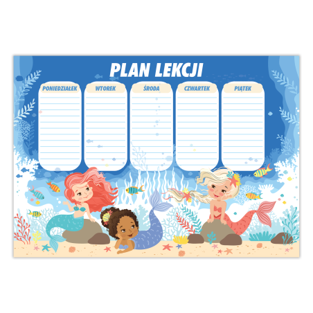 Plan lekcji dla dziewczynki Syrenki Woda Morze A5