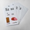 Karty edukacyjne Alfabet Plansze Litery foliowane Dwuznaki A4 7 szt