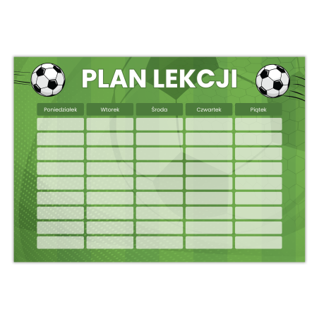Plan lekcji dla chłopaka Piłka Nożna Sport A5