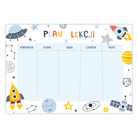 Plan lekcji dla chłopaka Kosmos Galaktyka Rakieta A5