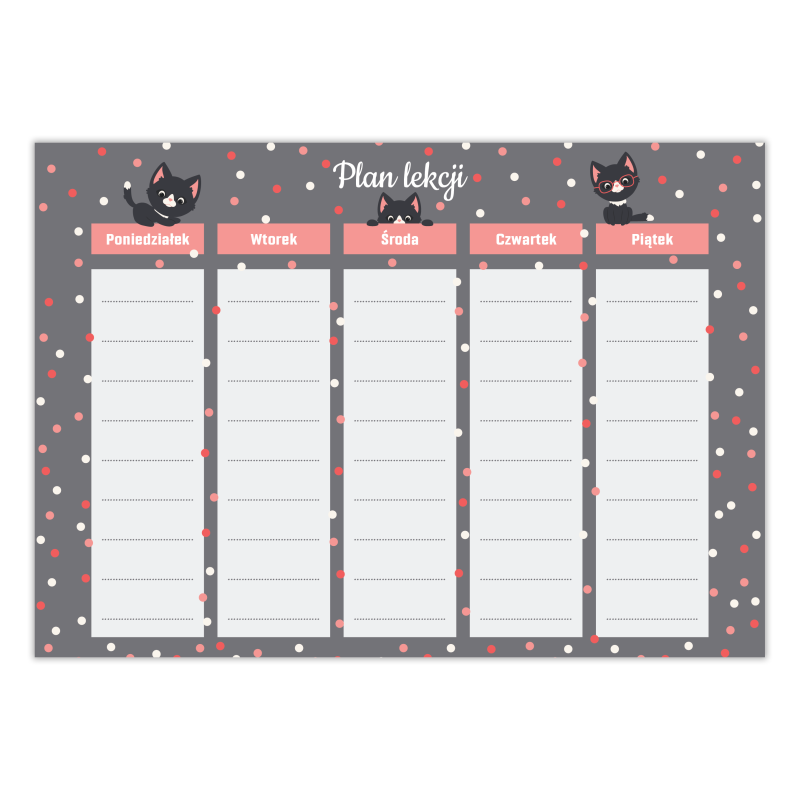 Plan lekcji dla dziewczynki Kotki Kropeczki A5