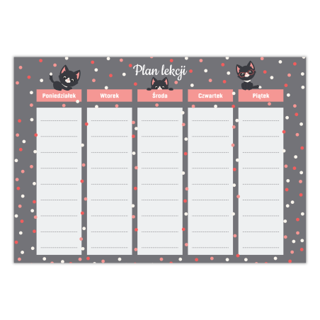 Plan lekcji dla dziewczynki Kotki Kropeczki A5