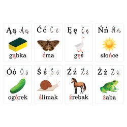 Karty edukacyjne Alfabet Plansze Litery foliowane Rozszerzenie A5 8 szt
