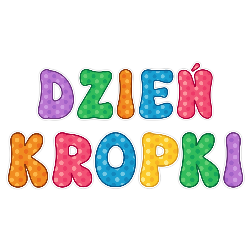Dekoracja na gazetkę Dzień Kropki Napis wycięte litery