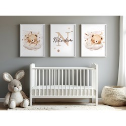 Obrazki do pokoju dziecka PLAKATY 3 x 30x40cm Misie Metryczka Prezent