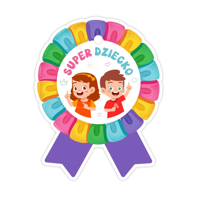 Medale papierowe SUPER DZIECKO Dzień Dziecka Nagroda Prezent 5 sztuk