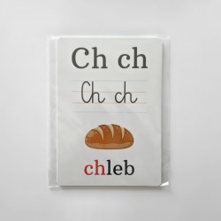 Karty edukacyjne Alfabet Plansze Litery foliowane Dwuznaki A5 7 szt