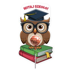 Opakowanie na lizaka WITAJ SZKOŁO pasowanie na ucznia sowa prezent
