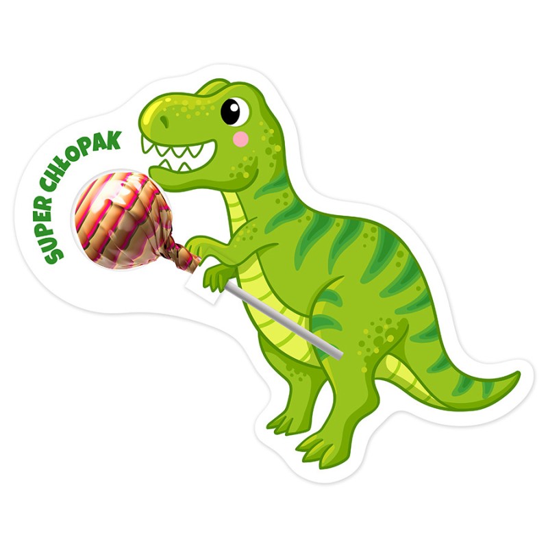 Opakowanie na lizaka DZIEŃ CHŁOPAKA SUPER CHŁOPAK dinozaur prezent
